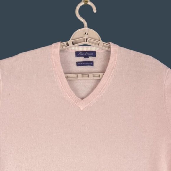 Alan Flusser  Mens XL Pink Sweater 100% Cashmere V Neck Pullover Soft Knit Class - Picture 3 of 11